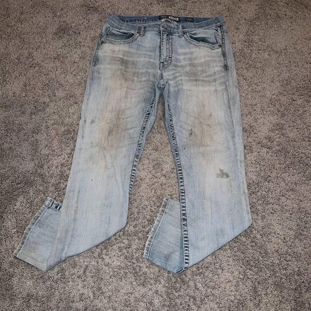 Men's BKE Jeans Nolan Straight Leg Medium Wash Faded Distressed 36R 36x31